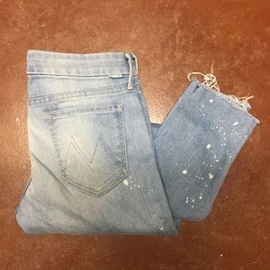 MOTHER mid rise skinny with fray